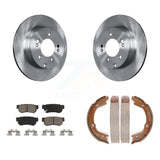 Rear Disc Rotors Ceramic Pads & Parking Brake Shoes Kit For Hyundai Sonata 3.3L