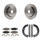 Rear Disc Rotors Ceramic Pads And Parking Brake Shoes Kit For Cadillac CTS