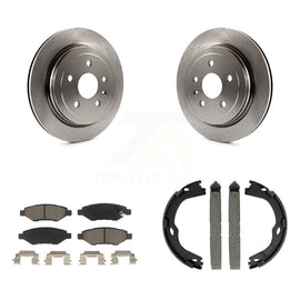 Rear Disc Rotors Ceramic Pads And Parking Brake Shoes Kit For Cadillac CTS