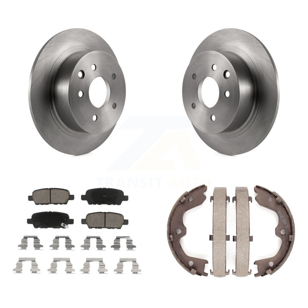 Rear Disc Rotors Ceramic Pads & Parking Brake Shoes Kit For Nissan Altima Maxima