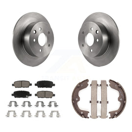 Rear Disc Rotors Ceramic Pads & Parking Brake Shoes Kit For Nissan Altima Maxima