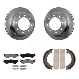 Rear Disc Rotors Ceramic Pads Parking Shoes Kit For Ford E-350 Super Duty E-250
