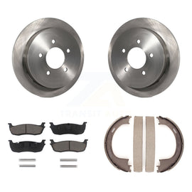 Rear Disc Rotors Ceramic Pads Parking Shoes Kit For Ford F-150 Heritage Lincoln