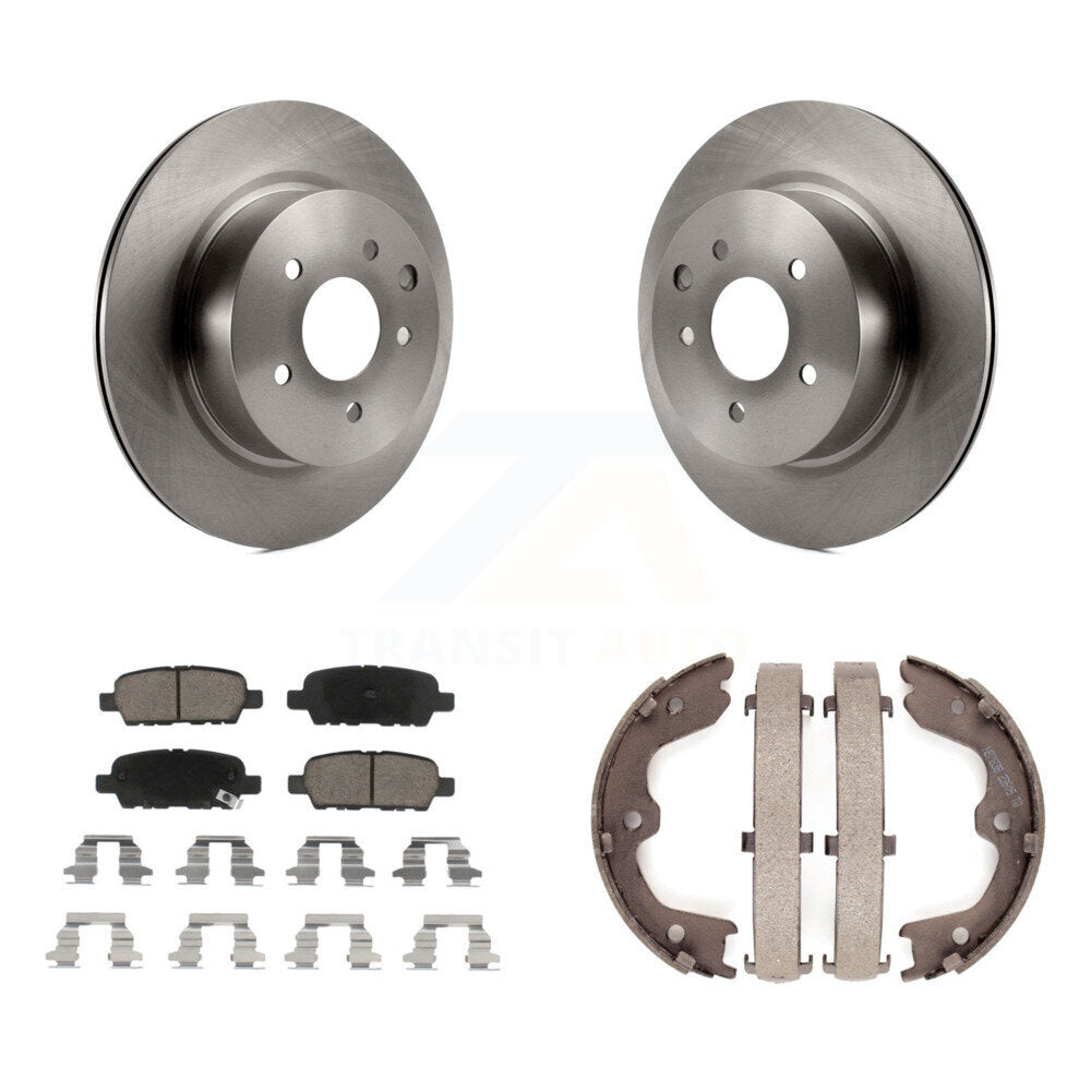 Rear Disc Rotors Ceramic Pads Parking Shoes Kit For INFINITI Nissan Maxima G37 Z