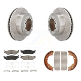 Rear Disc Rotors Ceramic Pads Parking Shoes Kit For Ford F-450 Super Duty F-550