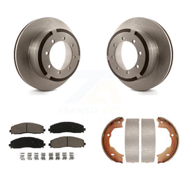 Rear Disc Rotors Ceramic Pads Parking Brake Shoes Kit For Ford F-450 Super Duty