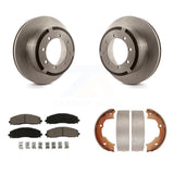 Rear Disc Rotors Ceramic Pads Parking Brake Shoes Kit For Ford F-450 Super Duty