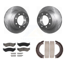 Load image into Gallery viewer, Rear Disc Rotors Ceramic Pads &amp; Parking Brake Shoes Kit For Dodge Ram 2500 3500