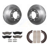 Rear Disc Rotors Ceramic Pads & Parking Brake Shoes Kit For Dodge Ram 2500 3500