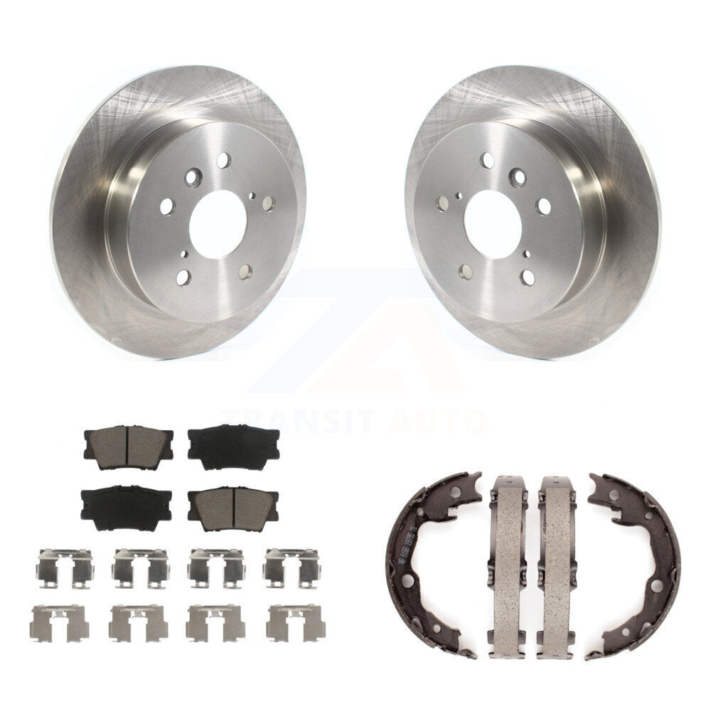Rear Disc Rotors Ceramic Pads And Parking Brake Shoes Kit For Toyota Camry