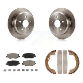Rear Disc Rotors Ceramic Pads And Parking Brake Shoes Kit For Jeep Wrangler JK