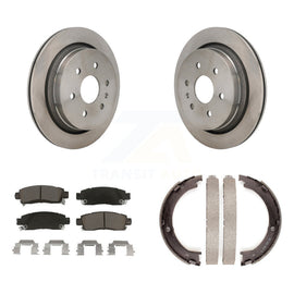 Rear Disc Rotors Ceramic Pads And Parking Brake Shoes Kit For Cadillac XTS