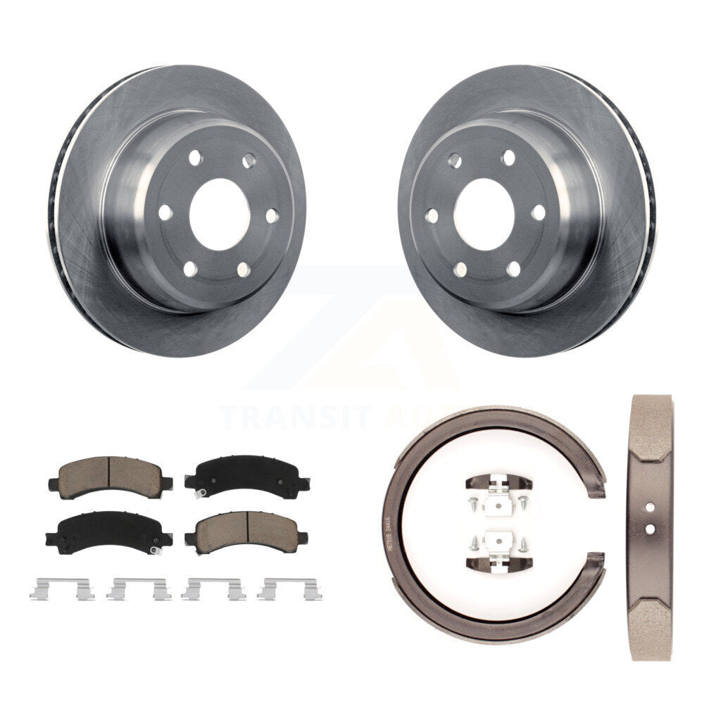 Rear Disc Rotors Ceramic Pads Parking Shoes Kit For Chevrolet GMC Avalanche 1500