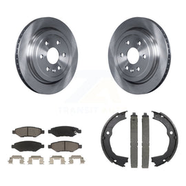 Rear Disc Rotors Ceramic Pads Parking Brake Shoes Kit For 2010-2016 Cadillac SRX
