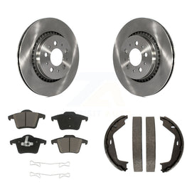 Rear Disc Rotors Ceramic Pads & Parking Brake Shoes Kit For 2003-2007 Volvo XC90