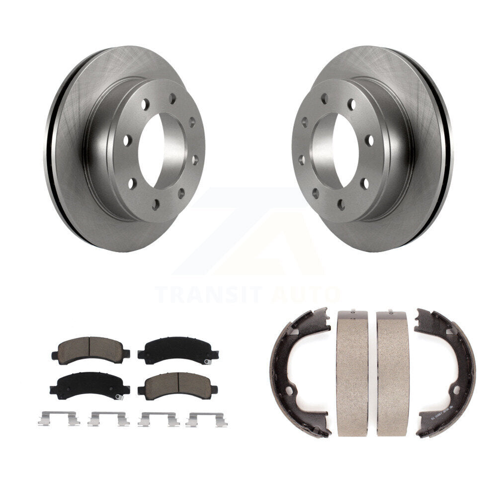 Rear Disc Rotors Ceramic Pads & Parking Shoes Kit For Chevrolet GMC Savana 2500