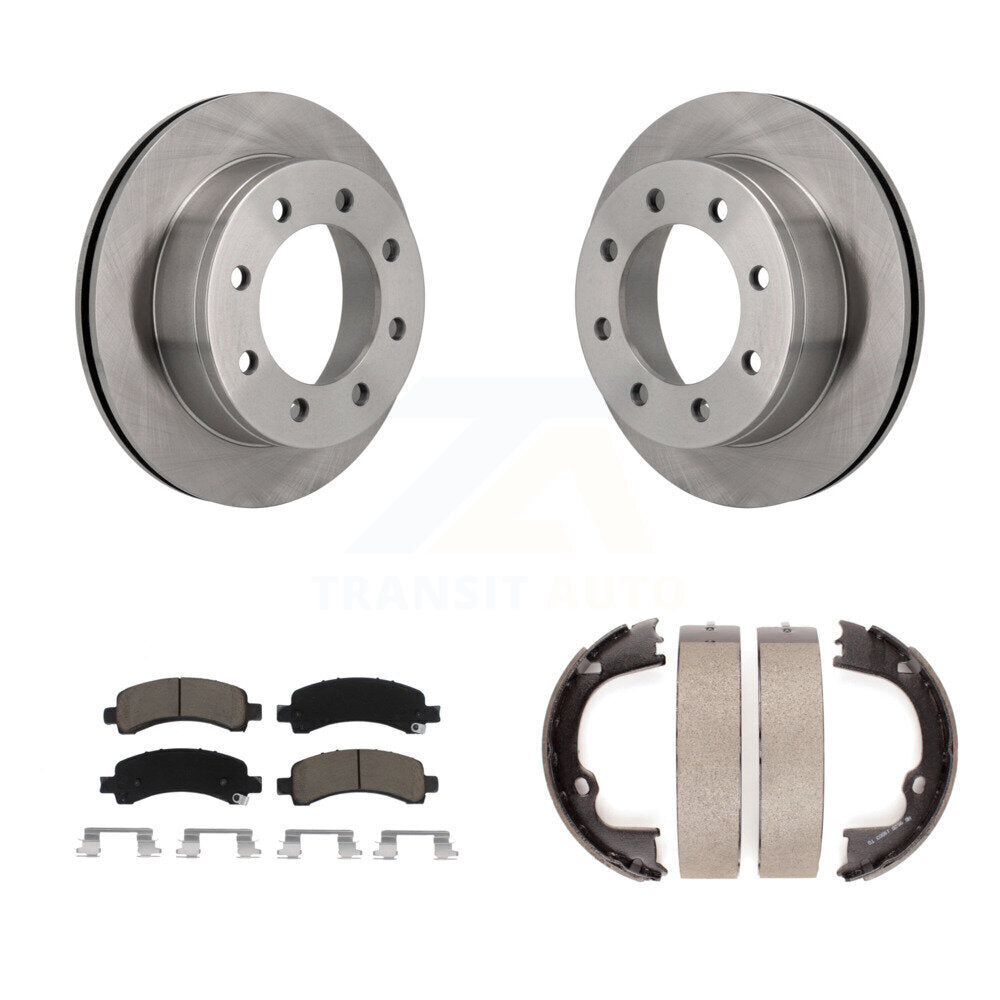 Rear Disc Rotors Ceramic Pads & Parking Shoes Kit For Chevrolet GMC Savana 2500