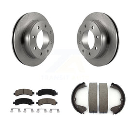 Rear Disc Rotors Ceramic Pads Parking Shoes Kit For GMC Savana 3500 Cutaway Van