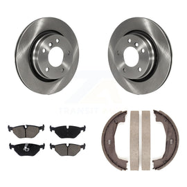 Rear Disc Rotors Ceramic Pads & Parking Brake Shoes Kit For BMW 325Ci 325i 323i