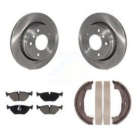 Rear Disc Rotors Ceramic Pads & Parking Brake Shoes Kit For 2000 BMW 323i Sedan