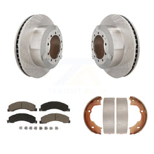 Load image into Gallery viewer, Rear Disc Rotors Ceramic Pads Parking Shoes Kit For Ram Dodge Sterling Truck 45