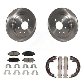 Rear Disc Rotors Ceramic Pads Parking Brake Shoes Kit For Nissan Rogue LEAF Juke