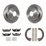 Rear Disc Rotors Ceramic Pads Parking Shoes Kit For Ford F-150 With 6 Lug Wheels