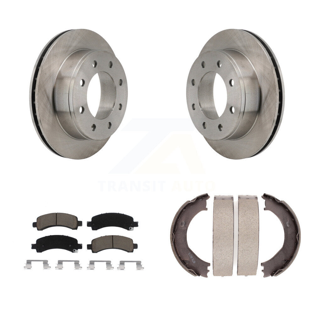 Rear Disc Rotors Ceramic Pads & Parking Shoes Kit For Chevrolet Express 2500 GMC