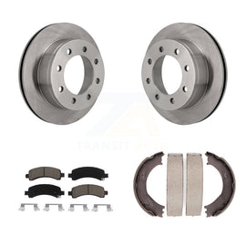 Rear Disc Rotors Ceramic Pads & Parking Shoes Kit For Chevrolet GMC Express 3500