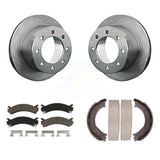 Rear Disc Rotors Ceramic Pads Parking Shoes Kit For Chevrolet GMC Sierra 3500 HD