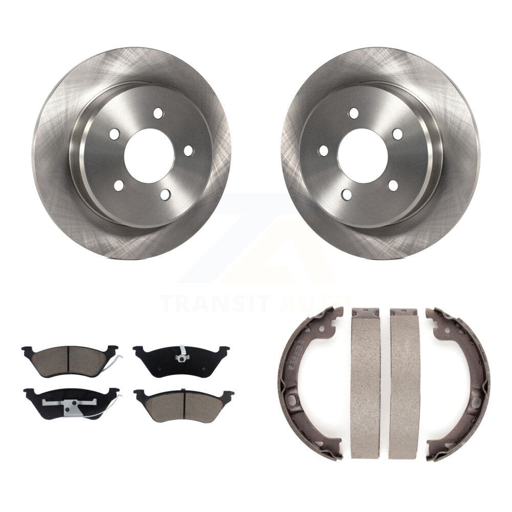 Rear Disc Rotors Ceramic Pads Parking Shoes Kit For Dodge Grand Caravan Chrysler