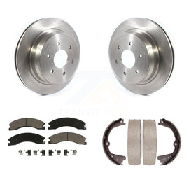 Rear Disc Rotors Ceramic Pads & Parking Shoes Kit For 2016-2019 Nissan TITAN XD