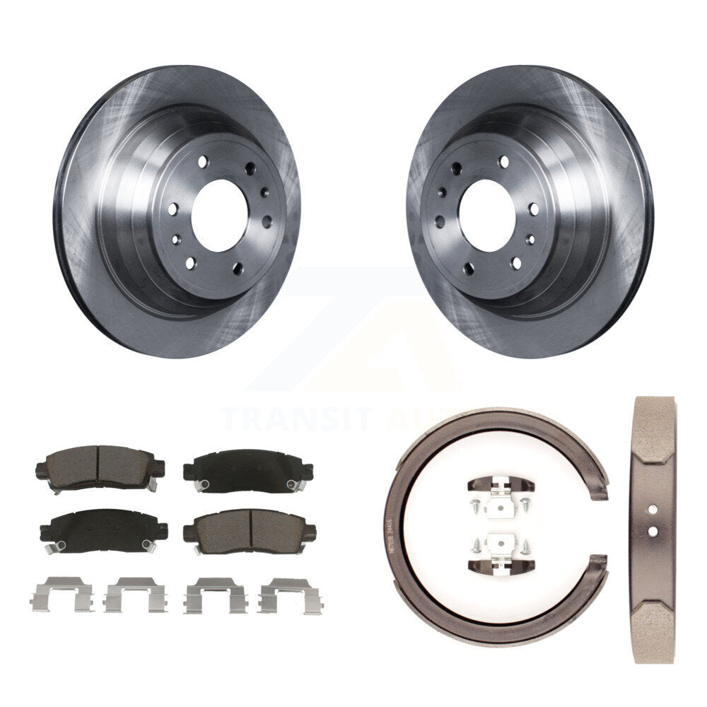 Rear Disc Rotors Ceramic Pads Parking Shoes Kit For Chevrolet GMC Trailblazer XL