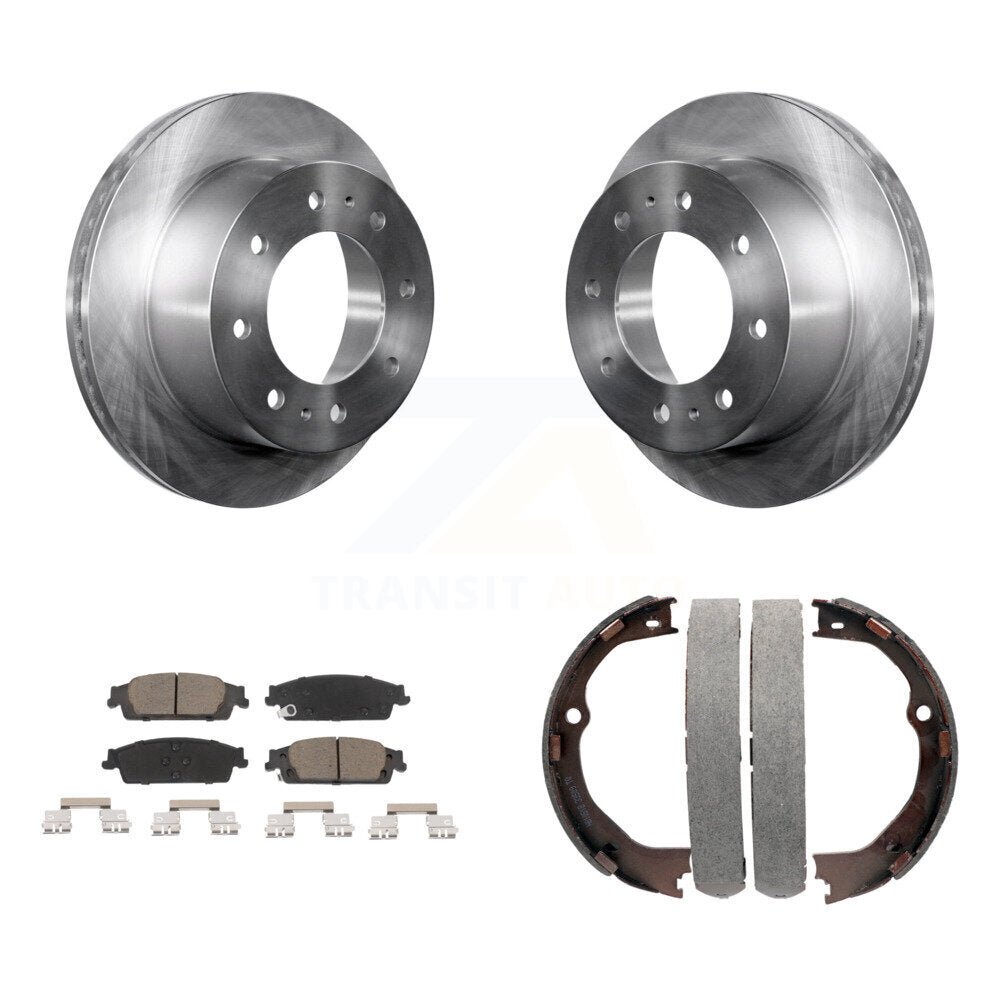 Rear Disc Rotors Ceramic Pads And Parking Brake Shoes Kit For Chevrolet Suburban