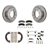 Rear Disc Rotors Ceramic Pads Parking Shoes Hardware Kit For Chevrolet GMC 2500