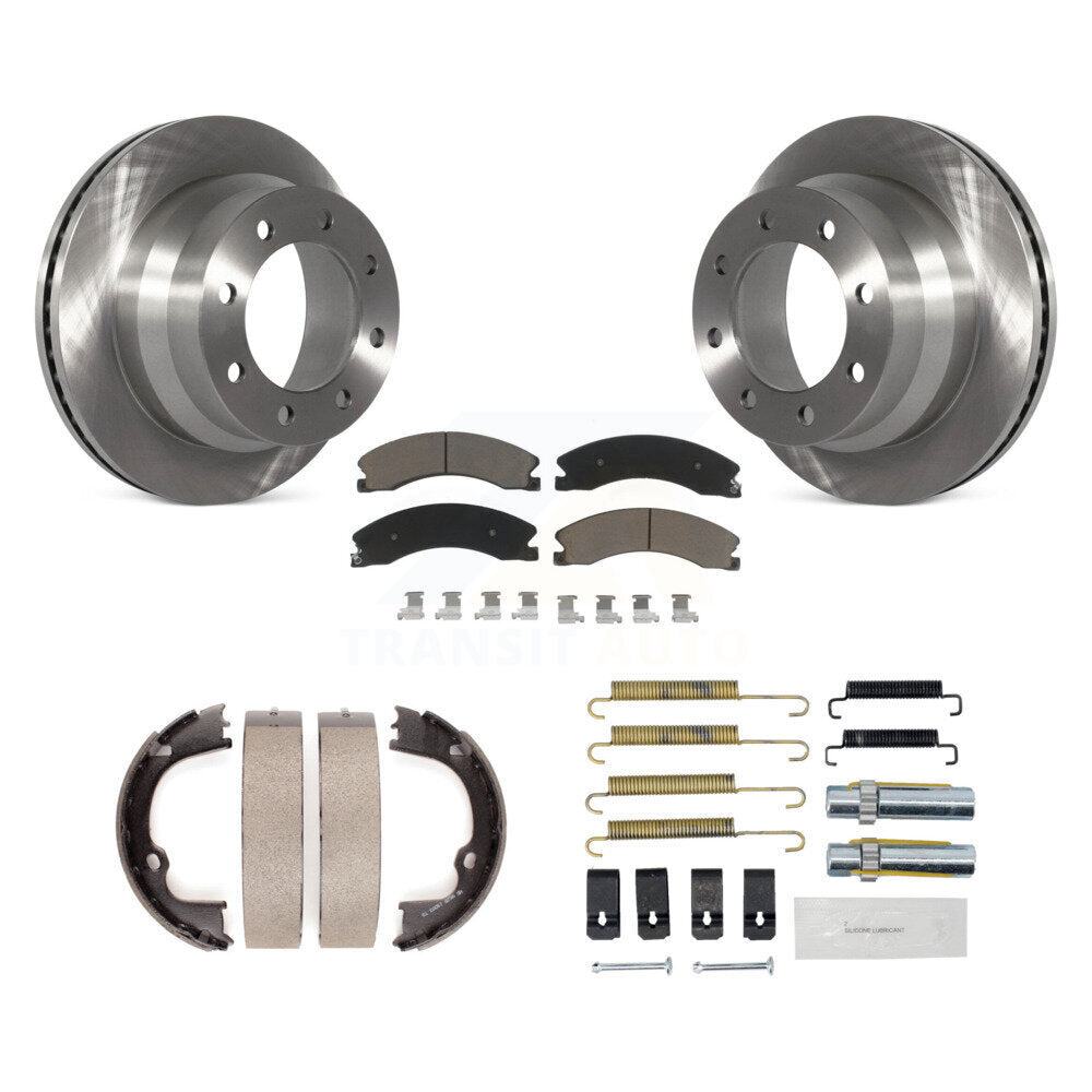 Rear Disc Rotors Ceramic Pads Parking Shoes And Hardware Kit For GMC Savana 3500