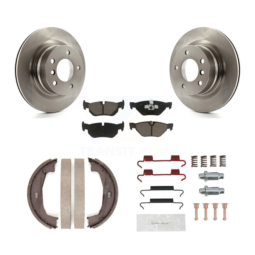 Rear Disc Rotors Ceramic Pads Parking Shoes Hardware Kit For 2008-2013 BMW 128i