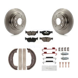 Rear Disc Rotors Ceramic Pads Parking Shoes Hardware Kit For 2008-2013 BMW 128i