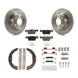 Rear Disc Rotors Ceramic Pads Parking Brake Shoes And Hardware Kit For BMW 328i