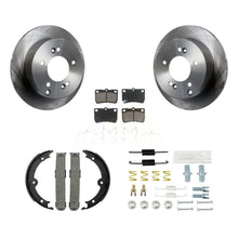 Load image into Gallery viewer, Rear Disc Rotors Ceramic Pads Parking Brake Shoes &amp; Hardware Kit For Lexus IS250