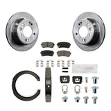 Rear Disc Rotors Ceramic Pads Parking Shoes & Hardware Kit For Kia Sportage FWD