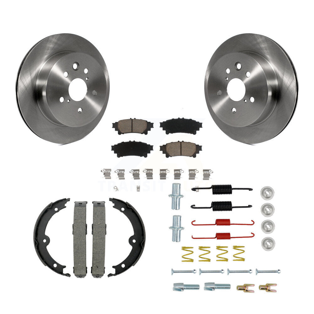 Rear Disc Rotors Ceramic Pads Parking Brake Shoes & Hardware Kit For Lexus IS350