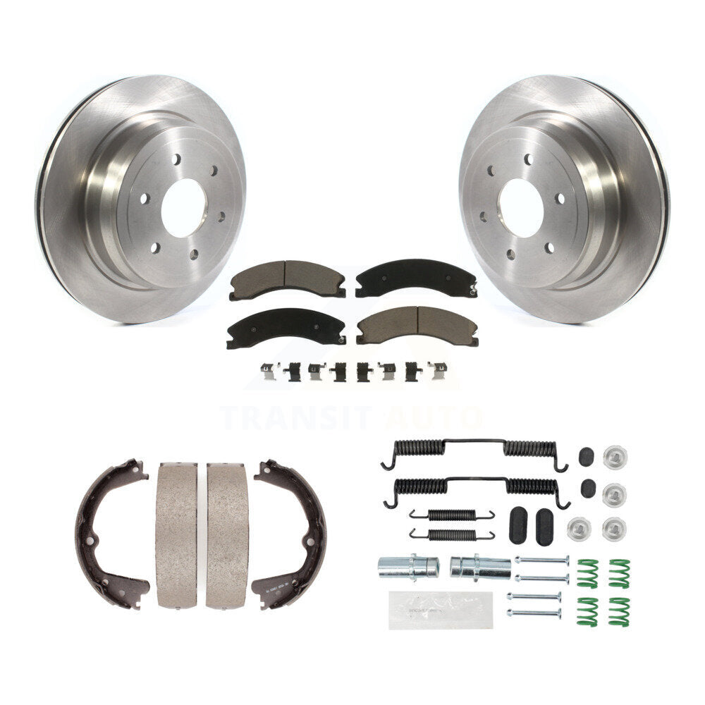 Rear Disc Rotors Ceramic Pads Parking Shoes And Hardware Kit For Nissan TITAN XD