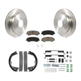 Rear Disc Rotors Ceramic Pads Parking Shoes Hardware Kit For 17-19 Nissan TITAN