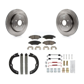 Rear Disc Rotors Ceramic Pads Parking Brake Shoes Hardware Kit For Cadillac CTS