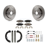 Rear Disc Rotors Ceramic Pads Parking Brake Shoes Hardware Kit For Cadillac CTS