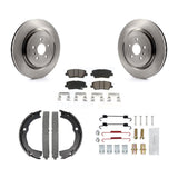 Rear Disc Rotors Ceramic Pads Parking Brake Shoes Hardware Kit For Cadillac CTS