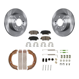 Rear Disc Rotors Ceramic Pads Parking Shoes Hardware Kit For Hyundai Sonata 3.3L