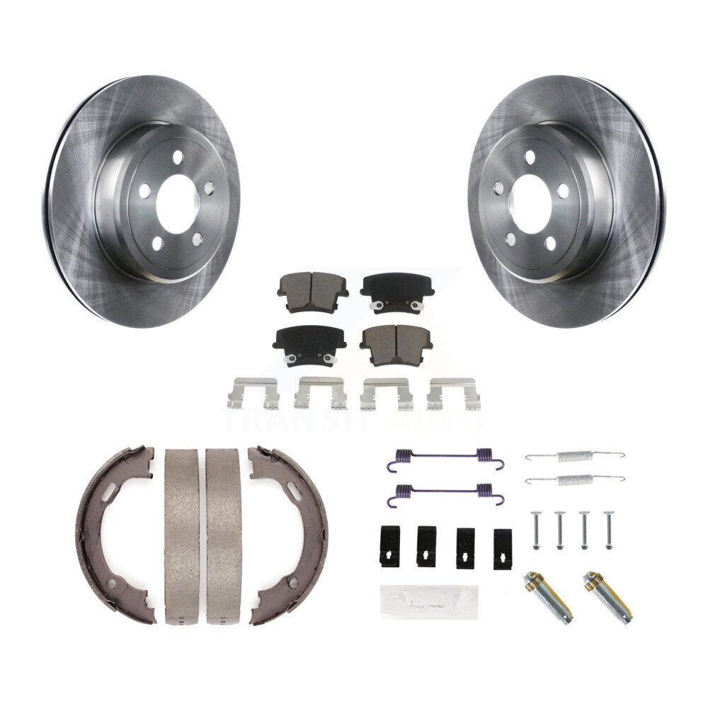 Rear Disc Rotors Ceramic Pads Parking Shoes Hardware Kit For Dodge Chrysler 300