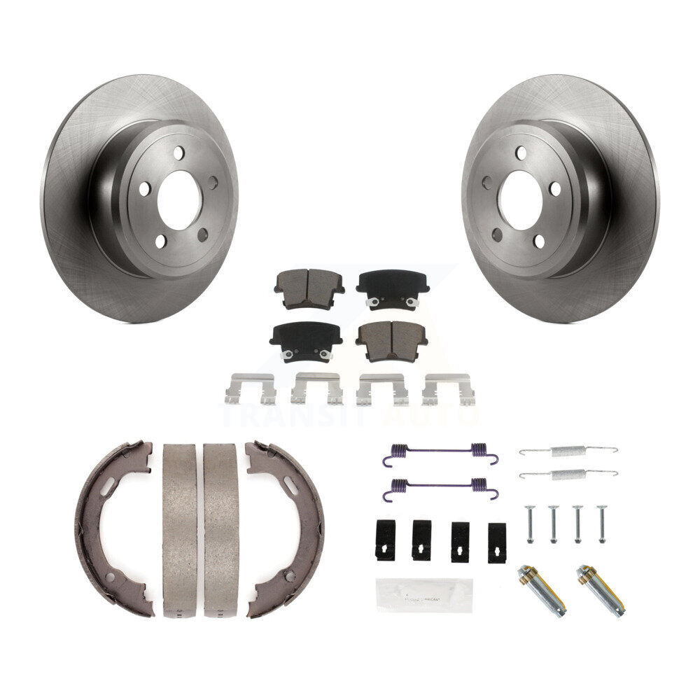 Rear Disc Rotors Ceramic Pads Parking Shoes Hardware Kit For Dodge Chrysler 300